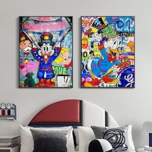 Graffiti Art Rich Scrooge McDuck Leinwand Gemälde Disney Wandkunst Bild Poster Wohnkultur