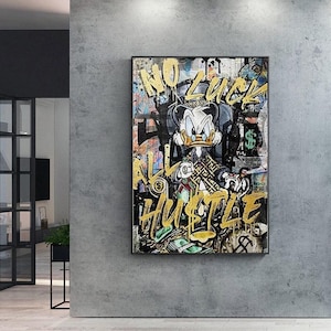 Donald Duck Hustle Graffiti Art Canvas Alec Monopoly Poster und Drucke Street Art Gemälde an der Wand Kunst Zuhause