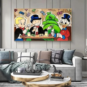 Alec Monopoly Dollar Street Art Gemälde Druck auf Leinwand Kunst Poster Graffiti Wand Kunst Leinwand Bilder Wohnkultur