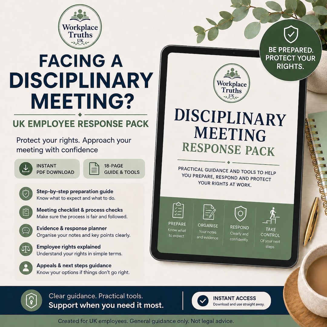 UK Disciplinary Meeting Pack for Employees | Response Guide, Checklist ...