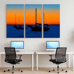 Küsten Sonnenuntergang Wandkunst - große Meerlandschaft Fotografie Druck für Wohnzimmer, Strand Ozean Landschaft Leinwand Dekor