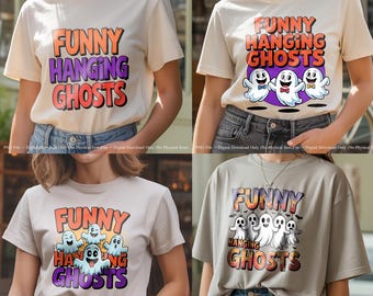 Funny Hanging Ghosts PNG – Halloween Digital Download