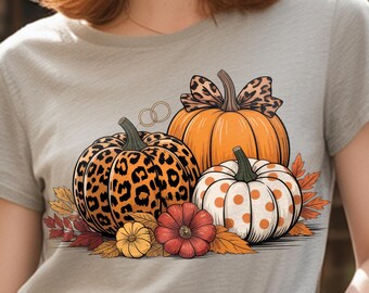 Leopard & Polka Dot Pumpkin PNG Set: Fall Sublimation (Digital Download)
