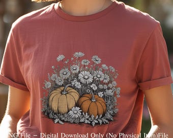 Boho Fall Floral Pumpkin PNG: Rustic Autumn Clipart (Digital Download