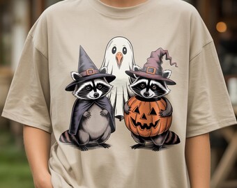 Boo Ghost Raccoon PNG: Vintage Halloween Clipart (Digital Download