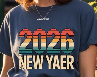 2026 Neujahr PNG, Retro Vintage Neujahr Shirt Design, Frohes neues Jahr 2026 PNG, Sublimationstypografie, Neujahr Clipart