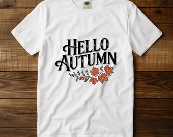 Vintage Hello Autumn PNG: Retro Fall T-Shirt Design (Digital Download