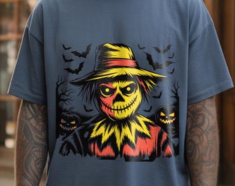Vintage Halloween Shirt Design PNG: Haunted House, Skull, Pumpkin (Digital Download)