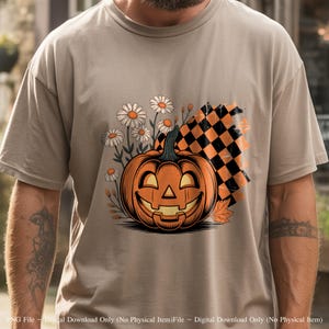 Retro Halloween Pumpkin PNG: Spooky Floral Clipart (Digital Download