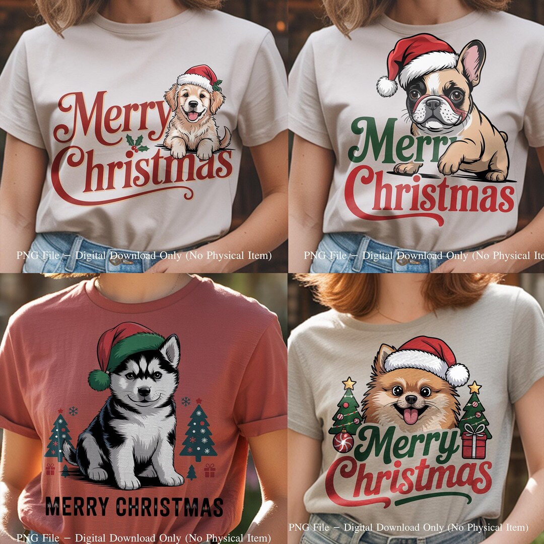 Christmas Puppy PNG Clipart Bundle: Holiday Dog Sublimation (digital ...