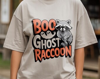 Boo Ghost Raccoon Halloween PNG: Vintage Fall Clipart (Digital Download