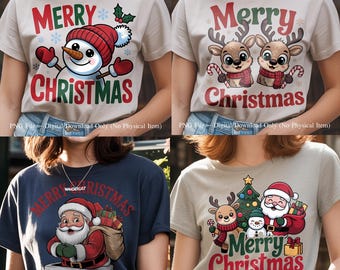Christmas PNG Bundle: Santa, Reindeer, Snowman Clipart (Digital Download)