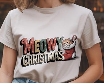 ニャーニャークリスマスキャットPNG：ホリデーペット昇華クリップアート（デジタルダウンロード）