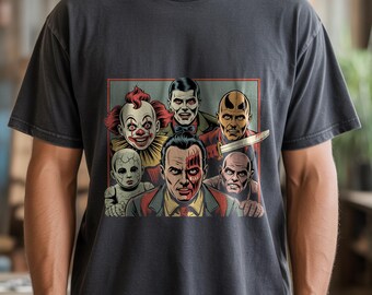 Retro Horror T-Shirt Design: Scary Faces Clipart (Digital Download)