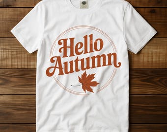 Vintage Hello Autumn PNG: Retro Fall T-Shirt Design (Digital Download