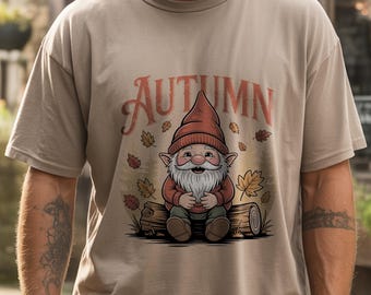 Vintage Autumn Gnome T-Shirt Design: Retro Fall Clipart (Digital Download
