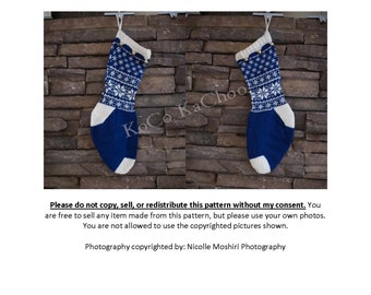 Winter Snow Vintage Knit Christmas Stocking Pattern