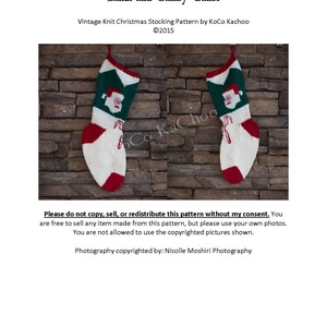 Santa & Candy Canes Vintage Knit Christmas Stocking Pattern