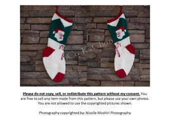 Santa & Candy Canes Vintage Knit Christmas Stocking Pattern