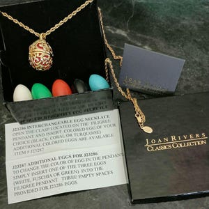 Joan Rivers changeable egg locket compete set boxed