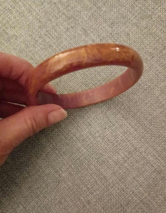 Secret Purple Gold Dust Swirl Bakelite Bangle Fas… - image 2