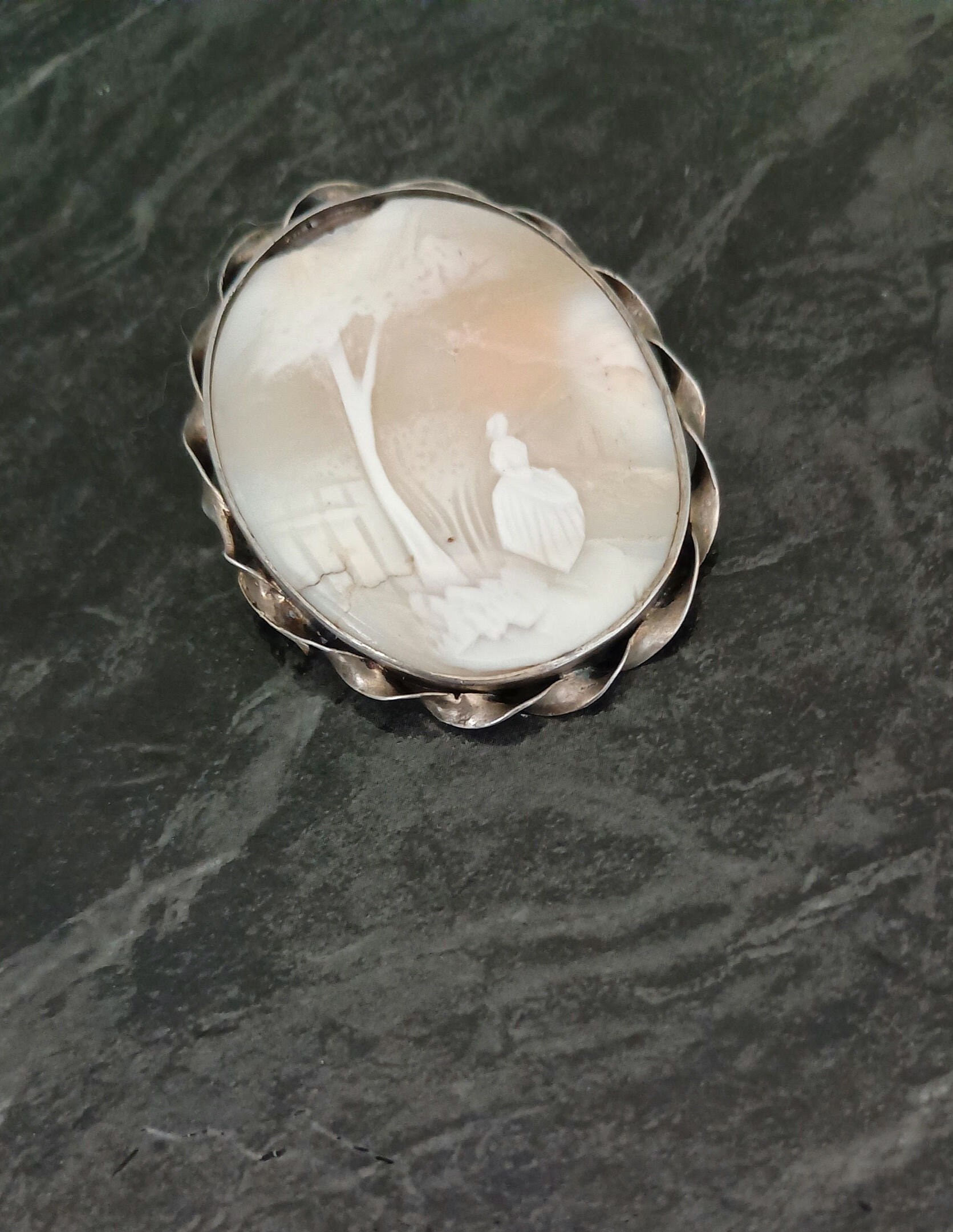 Shell Vintage Cameo in Silver - Etsy
