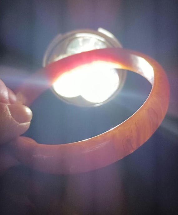 Secret Purple Gold Dust Swirl Bakelite Bangle Fas… - image 3