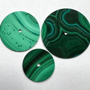 Natural Malachite Watch Dial Round 0.9 mm thick : 20 mm to 40 mm Size