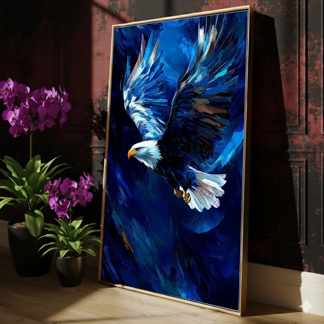 Majestic Bald Eagle Canvas Wall Art, Soaring Bird of Prey Painting ...