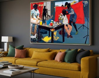 Impresión en lienzo de estudio sin título de Kerry James Marshall, reproducción de una famosa pintura de arte negro, decoración de pared de arte contemporáneo de museo