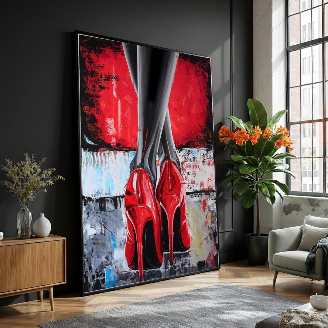Glamorous Red High Heels Canvas, Fashion Wall Art, Abstract Shoe ...