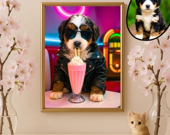 Retrato de mascota personalizado, arte animal divertido, decoración de pared personalizada