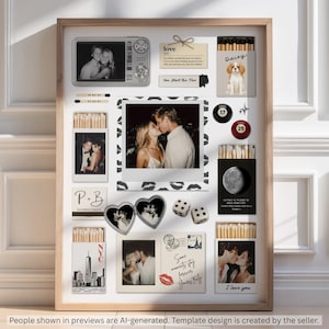 Editable Matchbook Template, Personalized Anniversary & Birthday Gift for Couples, Custom Matchbox Art, Romantic Printable Wall Art image 1