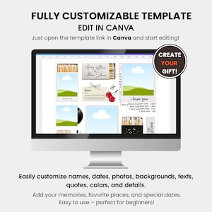 Editable Matchbook Poster Template, Personalized Matchbook, Anniversary Gift for Couples, Canva Template, Digital Download image 4