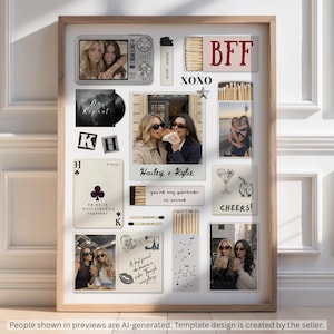 Plantilla de póster de caja de cerillas personalizada, regalo para mejor amiga, impresión de mejor amiga, plantilla editable de Canva