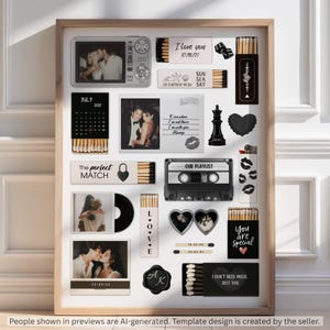 Impresión editable de caja de cerillas / Arte personalizado de caja de cerillas / Regalo imprimible de aniversario y cumpleaños para novio / Plantilla de arte de pared para parejas románticas