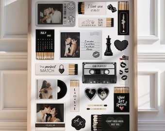 Editable Matchbook Print | Custom Matchbox Art | Printable Anniversary & Birthday Gift for Boyfriend | Romantic Couple Wall Art Template