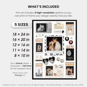Editable Matchbook Template, Personalized Anniversary & Birthday Gift for Couples, Custom Matchbox Art, Romantic Printable Wall Art image 4