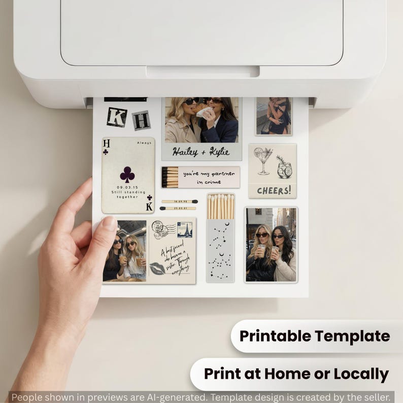 Editable Matchbook Template, Custom Matchbox Art, Bestie Birthday Gift, Friendship Keepsake, Printable Canva Template image 11