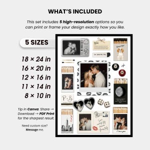 Plantilla de caja de cerillas editable, regalo personalizado de aniversario y cumpleaños para parejas, arte de caja de cerillas personalizado, arte mural romántico imprimible imagen 4