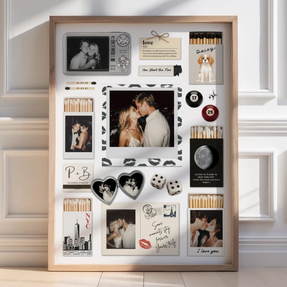 Editable Matchbook Template, Personalized Anniversary & Birthday Gift for Couples, Custom Matchbox Art, Romantic Printable Wall Art