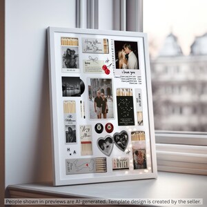 Plantilla de póster personalizada con forma de caja de cerillas, recuerdo de aniversario para parejas (descarga digital) imagen 11