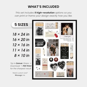 Editable Matchbook Poster Template, Personalized Matchbook, Anniversary Gift for Couples, Canva Template, Digital Download image 5