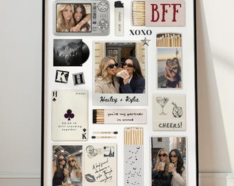 Bestie Birthday Gift Editable Matchbook Art Poster, Custom Matchbox Template, Friendship Keepsake, Printable Canva Template