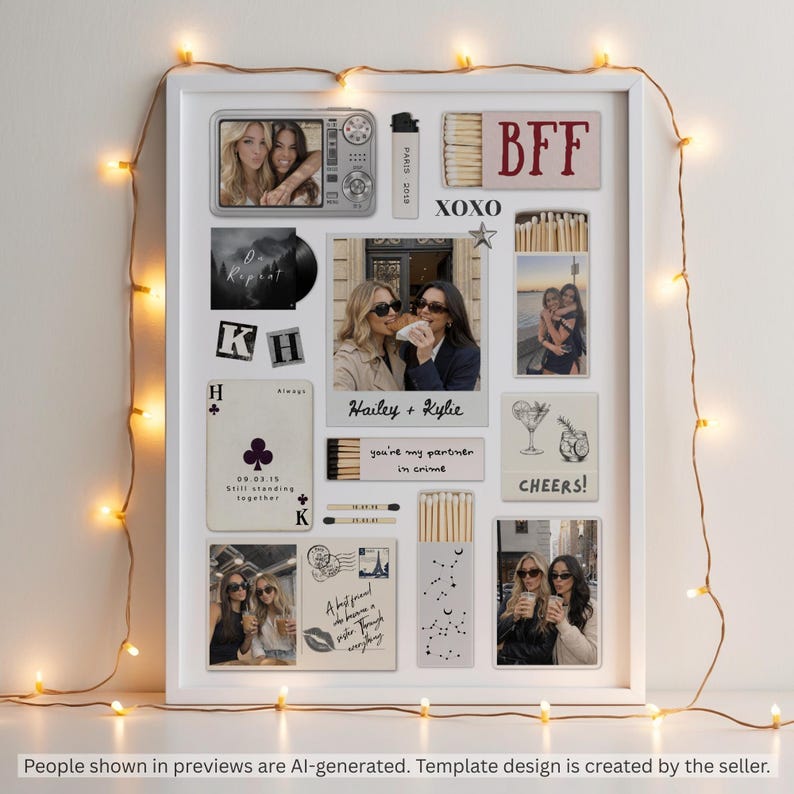 Editable Matchbook Template, Custom Matchbox Art, Bestie Birthday Gift, Friendship Keepsake, Printable Canva Template image 14