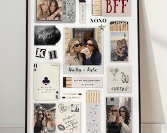Bestie Birthday Gift Editable Matchbook Art Poster, Custom Matchbox Template, Friendship Keepsake, Printable Canva Template