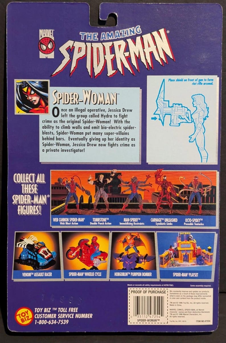 1996 Toy Biz Marvel The Amazing Spider-Man "Spider-Woman" Action Figure image 7
