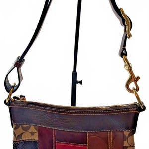 Vintage Coach Holiday Patchwork Shoulder Bag Brown Leather W/ Bag