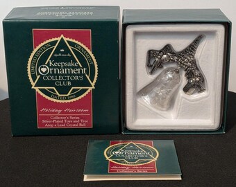 Hallmark Keepsake 1989 Holiday Heirloom Toy's And Tree Atop A Lead Crystal Bell