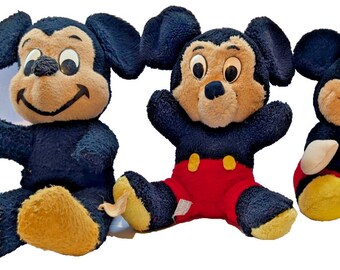 Lote de 3 peluches vintage de Mickey Mouse de Walt Disney Products